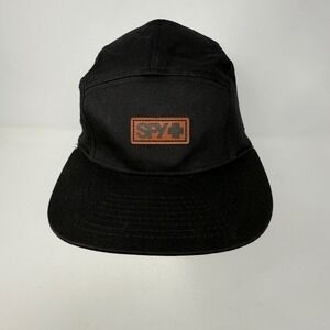 Spy+ Black 5 Panel Flat Brim Snapback Hat Cap Men's Adjustable Outdoors